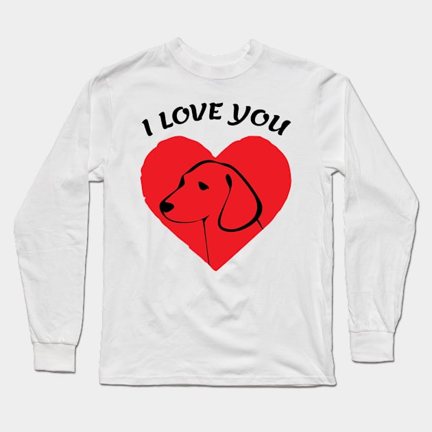 I Love You Dog in Heart gift Long Sleeve T-Shirt by DJOU